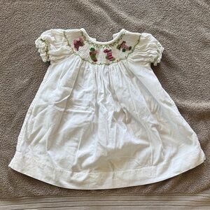White Floral Embroidered Kids Casual Dress